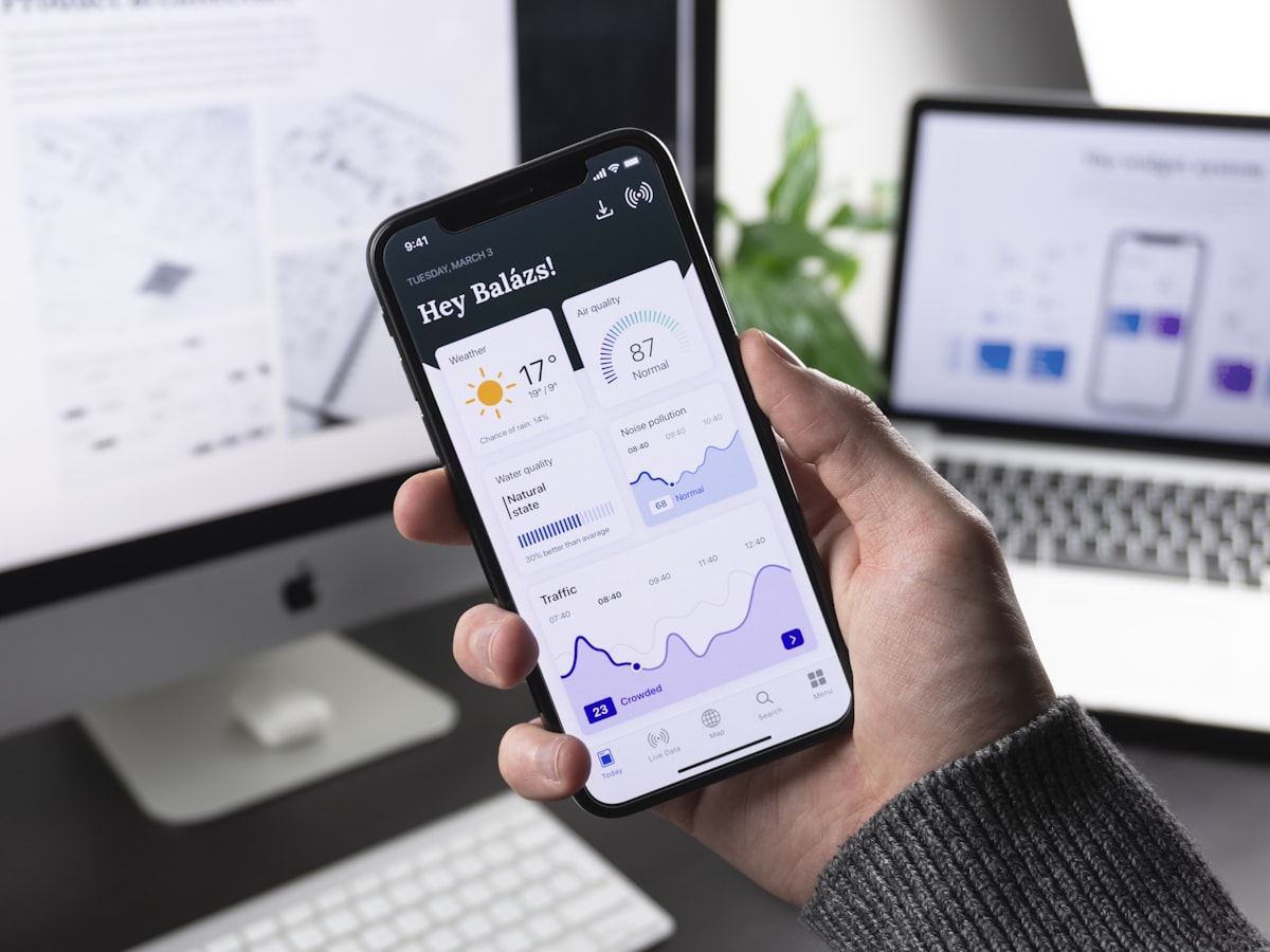 Business metrics dashboard on a smartphone
