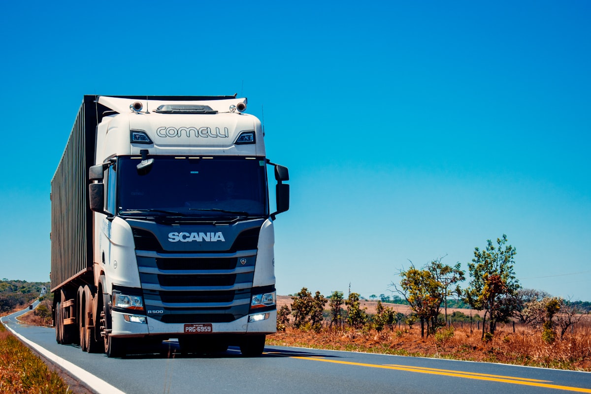Delivery truck on the highway
